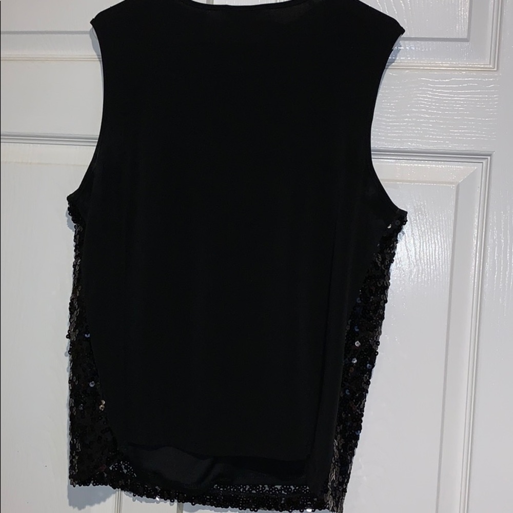Black Sequin Layer On Front 100% Polyester Top - image 4